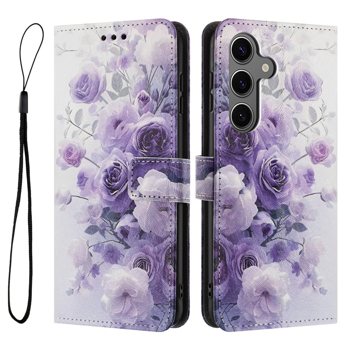 For Samsung Galaxy S25 FE Wallet Case Pattern Printing PU Leather Phone Cover with Lanyard