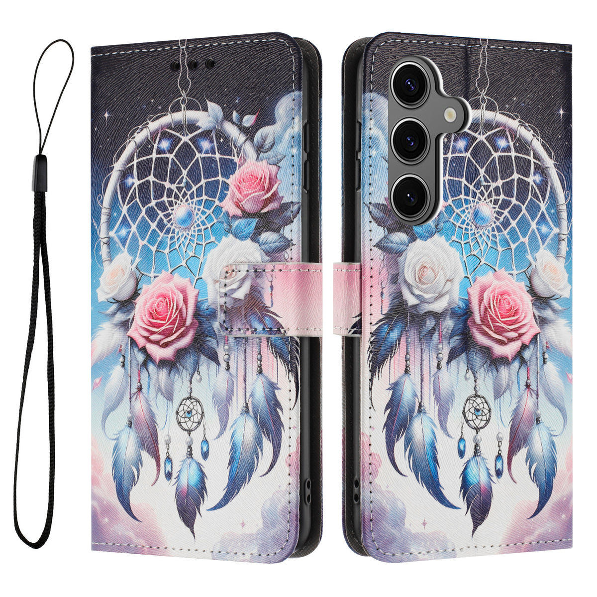 For Samsung Galaxy S25 FE Wallet Case Pattern Printing PU Leather Phone Cover with Lanyard