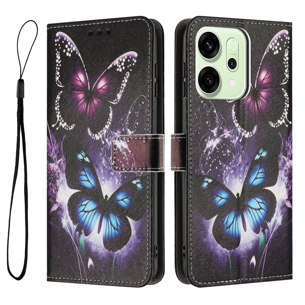 Oppo Reno14 Pro 5G (Kina) / Oppo Reno14 Pro 5G (Global) Plånboksfodral Mönstertryck PU-läder mobilfodral med Snodd
