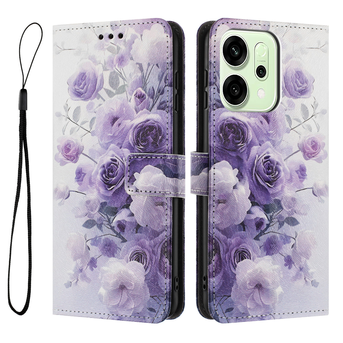 Oppo Reno14 Pro 5G (Kina) / Oppo Reno14 Pro 5G (Global) Plånboksfodral Mönstertryck PU-läder mobilfodral med Snodd