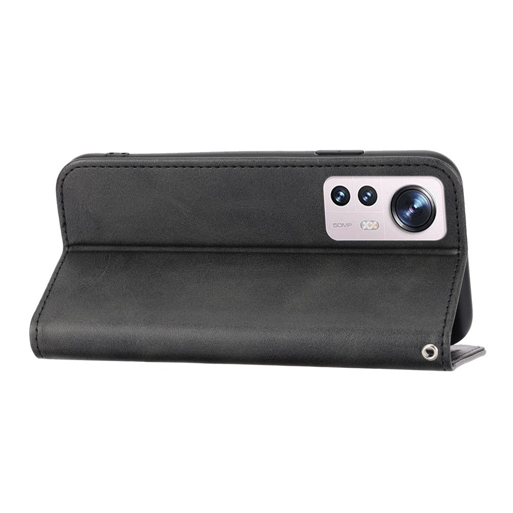 For Xiaomi 12 Pro 5G / 12 Pro (Dimensity) 5G / 12S Pro 5G Rhombus Pattern Imprinted Folio Flip PU Leather Stand Case Calf Texture Phone Wallet Cover with Strap