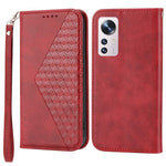 For Xiaomi 12 Pro 5G / 12 Pro (Dimensity) 5G / 12S Pro 5G Rhombus Pattern Imprinted Folio Flip PU Leather Stand Case Calf Texture Phone Wallet Cover with Strap