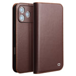 QIALINO For iPhone 17 Pro Max Wallet Case Stand Genuine Cow Leather Flip Phone Cover
