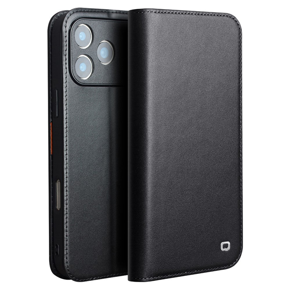 QIALINO For iPhone 17 Pro Max Wallet Case Stand Genuine Cow Leather Flip Phone Cover