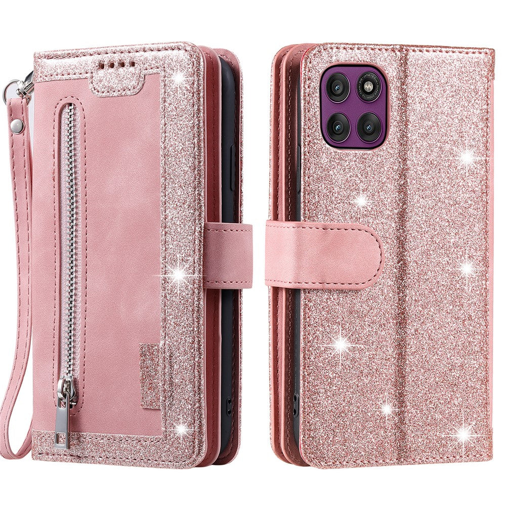 For Motorola Moto G86 5G Case 9 Card Slots Zipper Wallet PU Leather Phone Cover with Wrist Strap