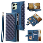 For Xiaomi Redmi 15C 5G (EU) (173mm) / 15C 4G (EU) (173mm) Wallet Case Rhombus Stitching Line PU Leather Phone Cover with Wrist Strap