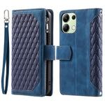 For Xiaomi Redmi 15C 5G (EU) (173mm) / 15C 4G (EU) (173mm) Wallet Case Rhombus Stitching Line PU Leather Phone Cover with Wrist Strap
