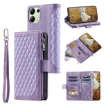 For Xiaomi Redmi 15C 5G (EU) (173mm) / 15C 4G (EU) (173mm) Wallet Case Rhombus Stitching Line PU Leather Phone Cover with Wrist Strap