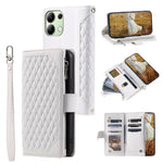 For Xiaomi Redmi 15C 5G (EU) (173mm) / 15C 4G (EU) (173mm) Wallet Case Rhombus Stitching Line PU Leather Phone Cover with Wrist Strap