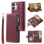For Xiaomi Redmi 15C 5G (EU) (173mm) / 15C 4G (EU) (173mm) Wallet Case Rhombus Stitching Line PU Leather Phone Cover with Wrist Strap