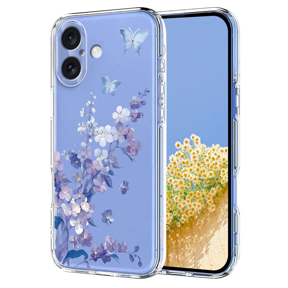 For iPhone 17 Case Butterfly Floral Pattern Printing TPU Phone Back Cover