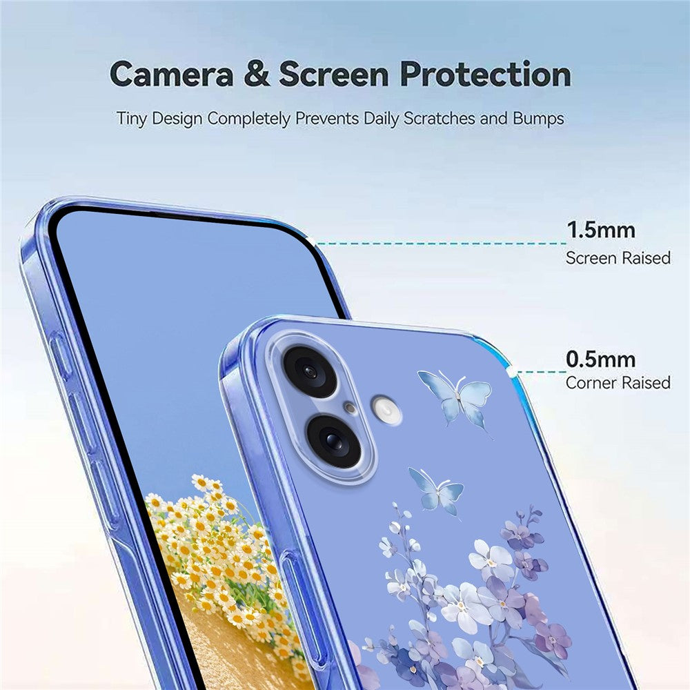 For iPhone 17 Case Butterfly Floral Pattern Printing TPU Phone Back Cover