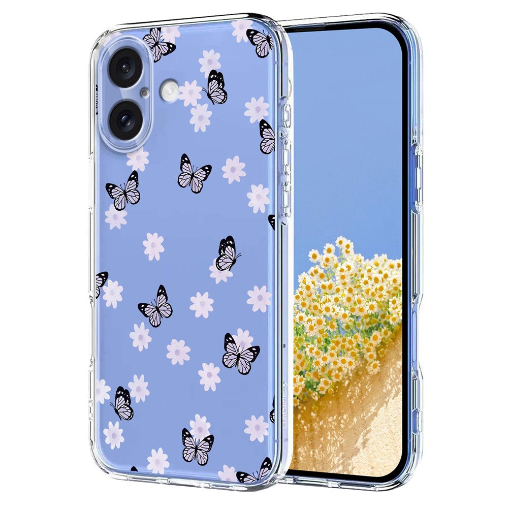 For iPhone 17 Case Butterfly Floral Pattern Printing TPU Phone Back Cover