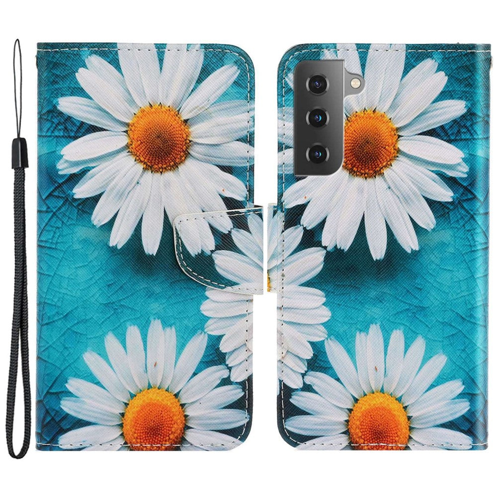 For Samsung Galaxy S23+ Cross Texture PU Leather Shockproof Phone Case Pattern Printing Wallet Stand Folio Flip Cover