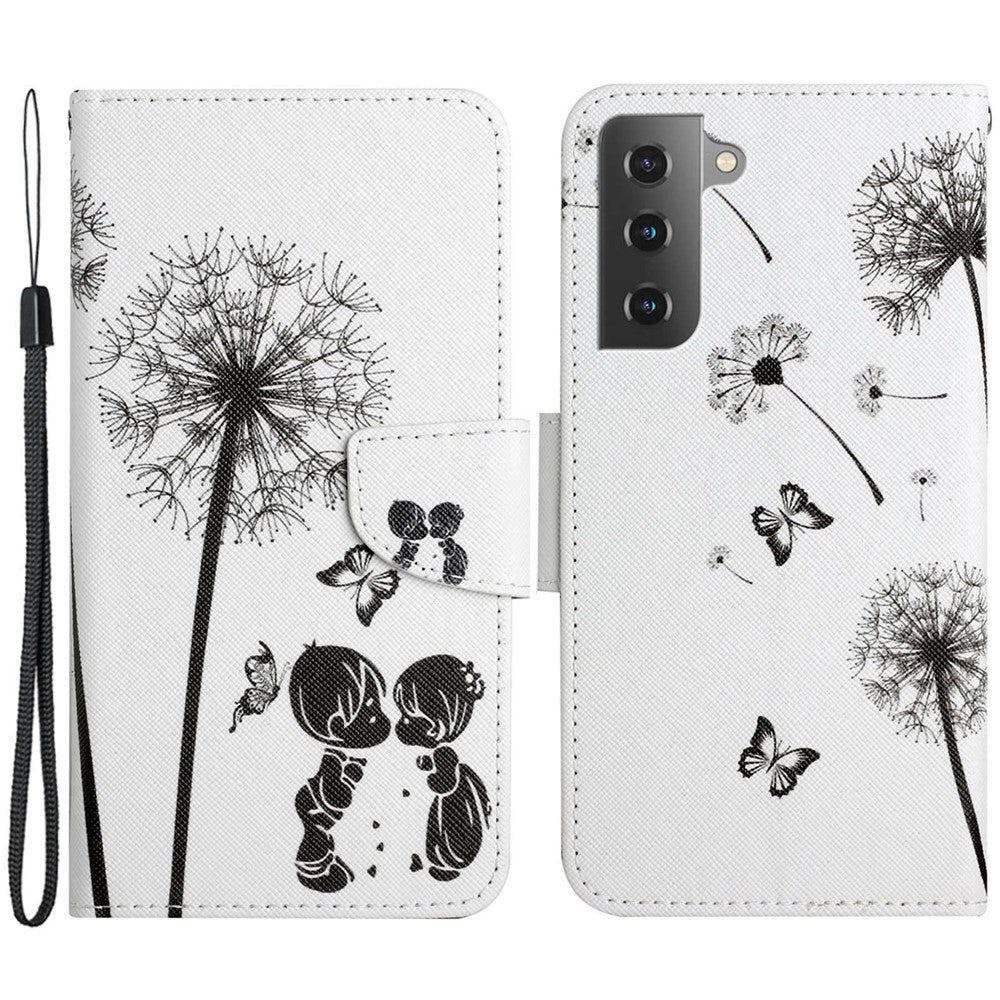 For Samsung Galaxy S23+ Cross Texture PU Leather Shockproof Phone Case Pattern Printing Wallet Stand Folio Flip Cover