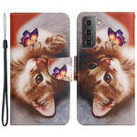 For Samsung Galaxy S23+ Cross Texture PU Leather Shockproof Phone Case Pattern Printing Wallet Stand Folio Flip Cover