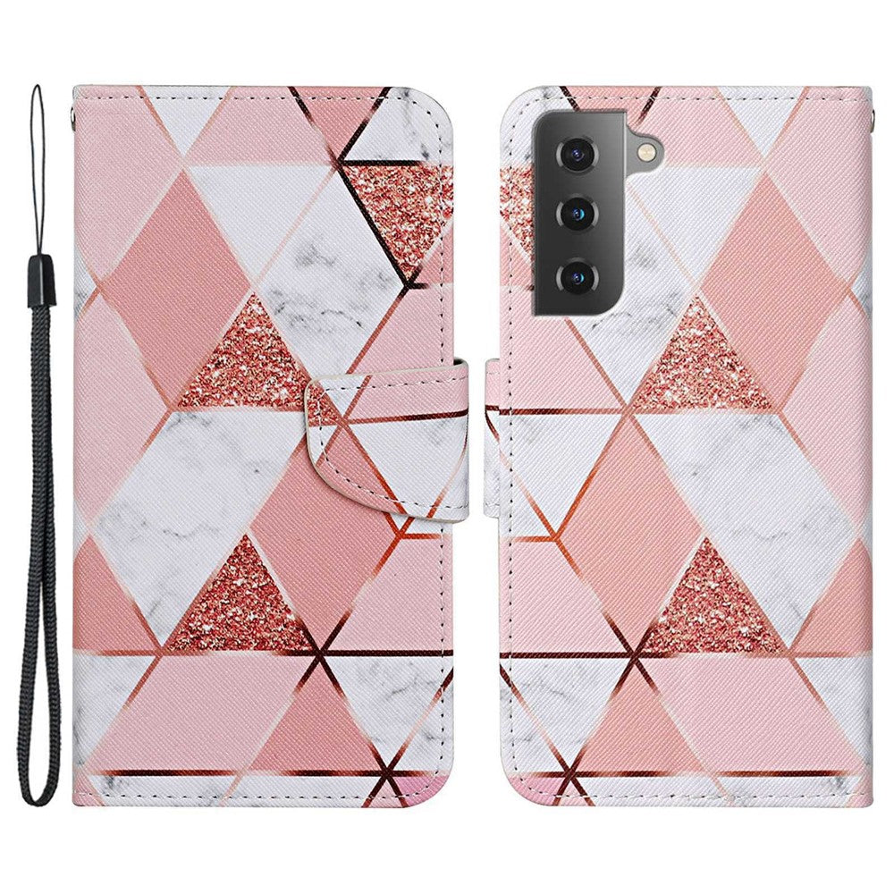 For Samsung Galaxy S23+ Cross Texture PU Leather Shockproof Phone Case Pattern Printing Wallet Stand Folio Flip Cover