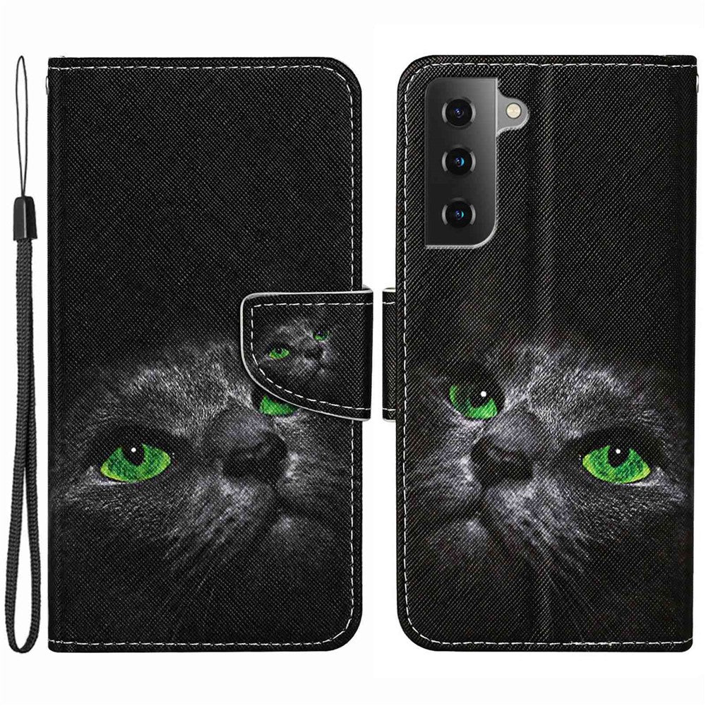 For Samsung Galaxy S23+ Cross Texture PU Leather Shockproof Phone Case Pattern Printing Wallet Stand Folio Flip Cover