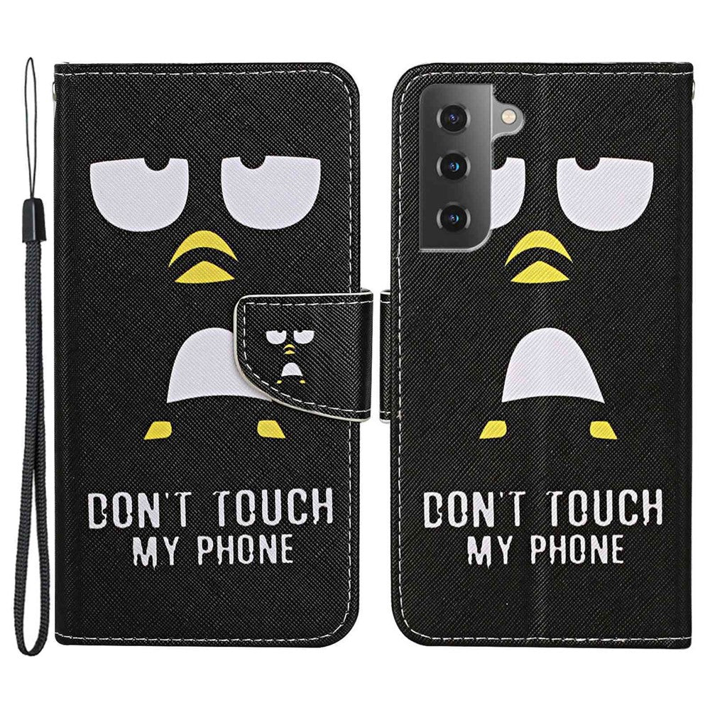For Samsung Galaxy S23+ Cross Texture PU Leather Shockproof Phone Case Pattern Printing Wallet Stand Folio Flip Cover