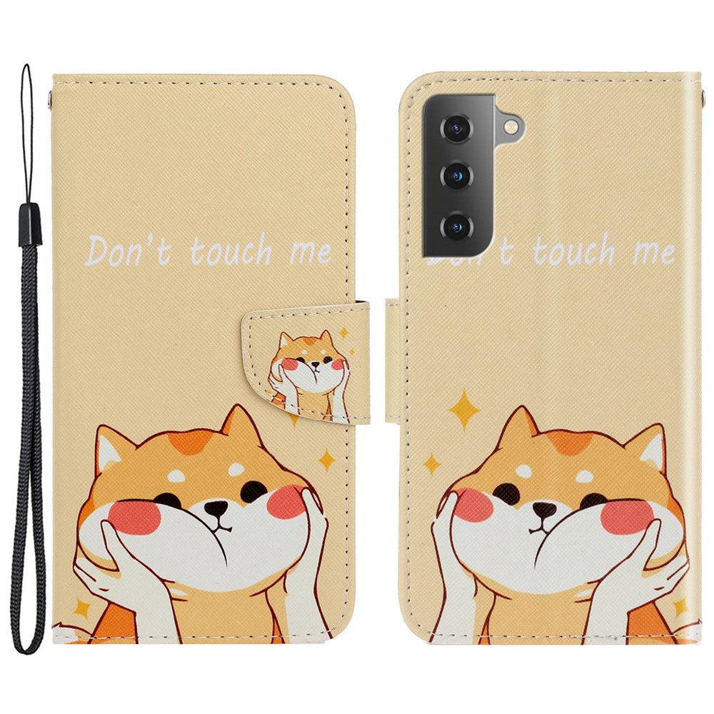 For Samsung Galaxy S23+ Cross Texture PU Leather Shockproof Phone Case Pattern Printing Wallet Stand Folio Flip Cover