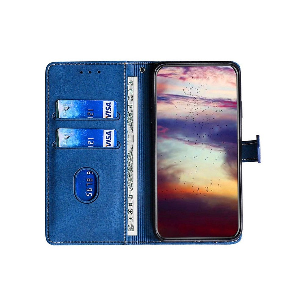Samsung Galaxy A05 4G-skal i läder med plånboksfodral och magnetiskt spänne i stråhatt.