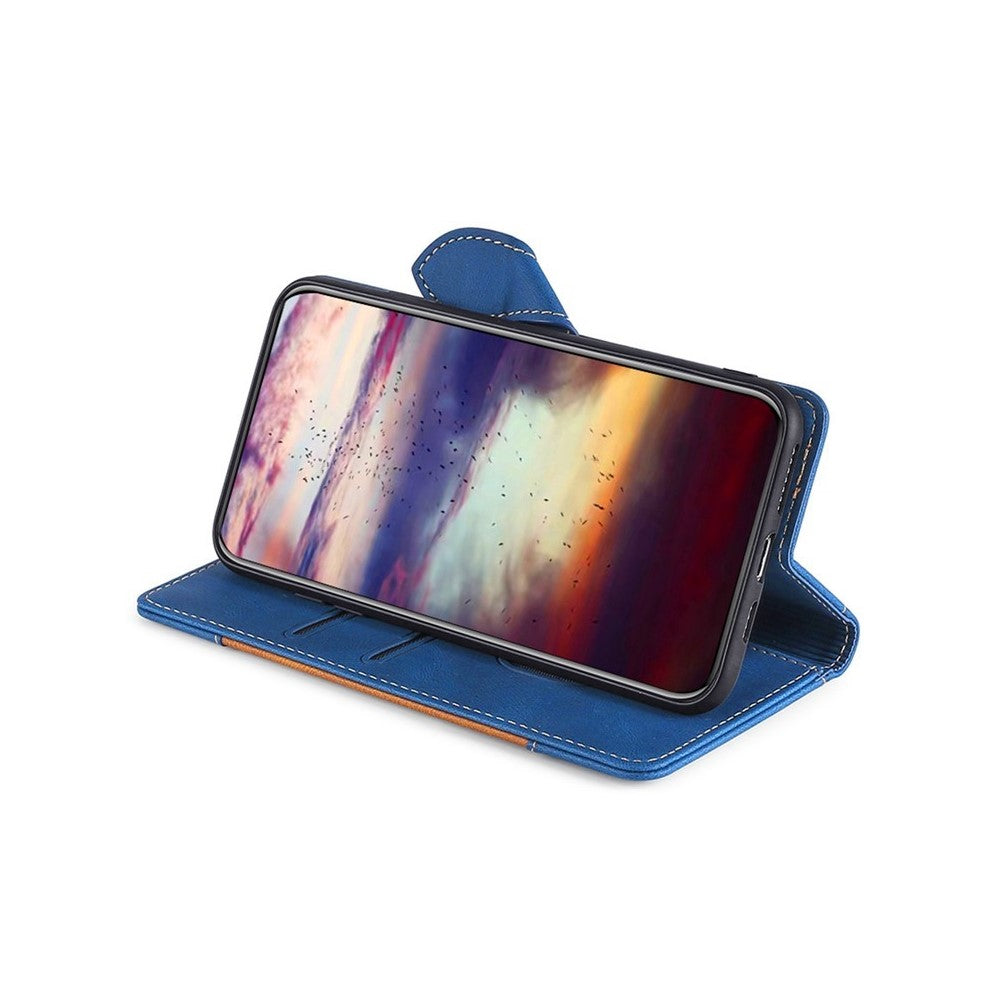 Samsung Galaxy A05 4G-skal i läder med plånboksfodral och magnetiskt spänne i stråhatt.