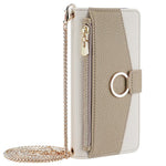 For Samsung Galaxy A36 5G Case Mirror Wallet Leather Phone Cover with Chain Shoulder Strap