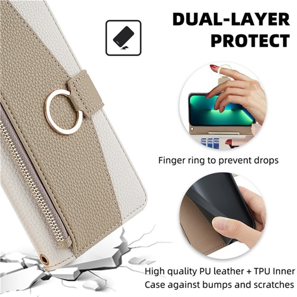 For Samsung Galaxy A36 5G Case Mirror Wallet Leather Phone Cover with Chain Shoulder Strap