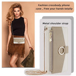 For Samsung Galaxy A36 5G Case Mirror Wallet Leather Phone Cover with Chain Shoulder Strap