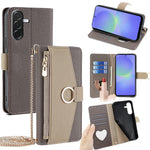 For Samsung Galaxy A36 5G Case Mirror Wallet Leather Phone Cover with Chain Shoulder Strap
