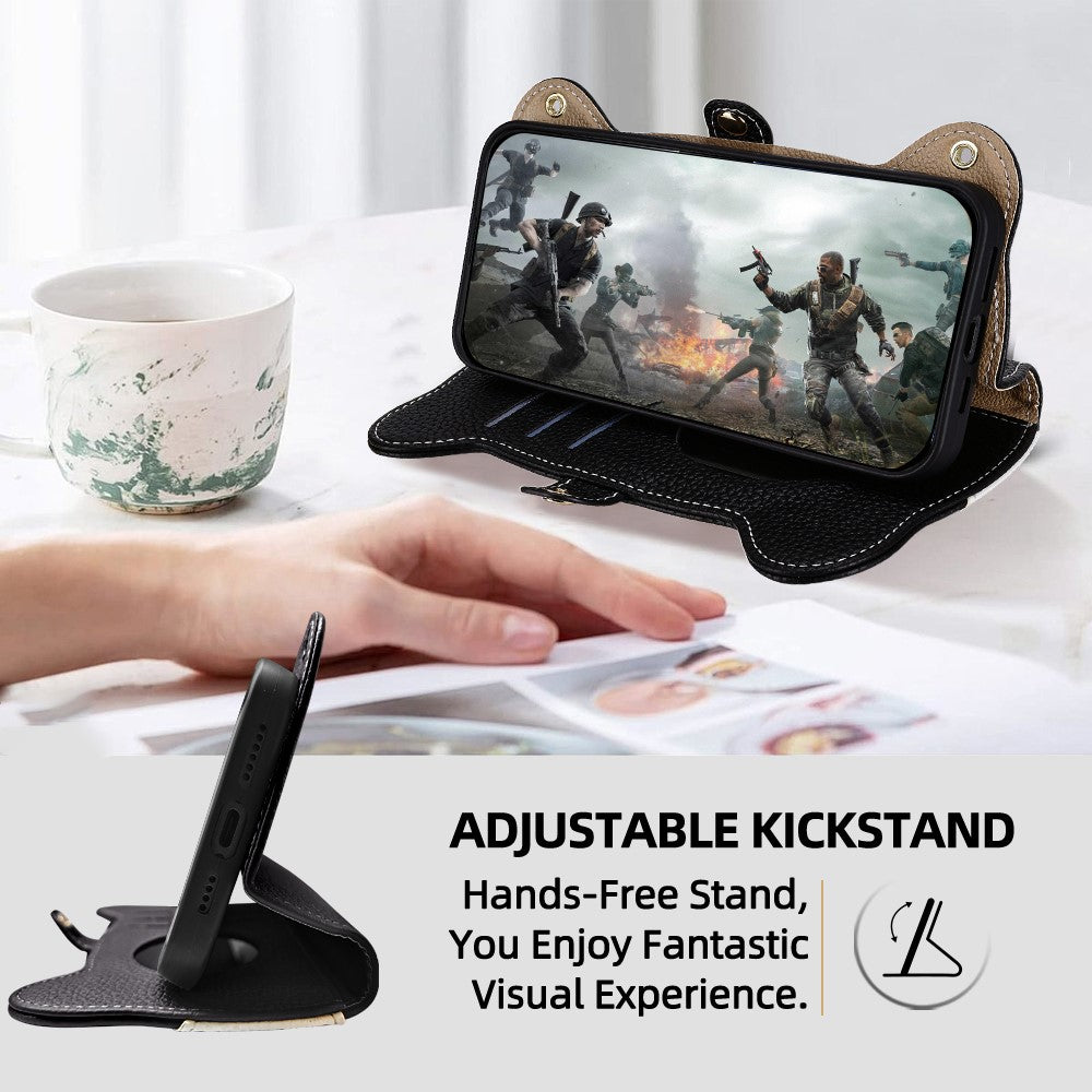 Til Samsung Galaxy A36 5G Etui Sødt Vaskebjørnsdesign PU Læder Telefoncover med Håndledsrem