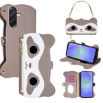 Til Samsung Galaxy A36 5G Etui Sødt Vaskebjørnsdesign PU Læder Telefoncover med Håndledsrem