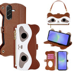 Til Samsung Galaxy A36 5G Etui Sødt Vaskebjørnsdesign PU Læder Telefoncover med Håndledsrem