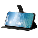 For Samsung Galaxy S23+ Drop-proof Line Imprinting Phone Case Solid Color PU Leather Magnetic Clasp Wallet Stand Flip Cover with Strap
