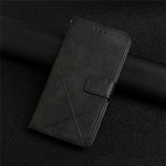 For Samsung Galaxy S23+ Drop-proof Line Imprinting Phone Case Solid Color PU Leather Magnetic Clasp Wallet Stand Flip Cover with Strap