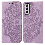 For Samsung Galaxy S23+ Mandala Flower Imprinted Folio Flip Phone Case PU Leather Stand Wallet Cover with Strap