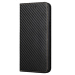 Samsung Galaxy S23 Kolfibertextur PU-läderfodral Magnetiskt självabsorberande plånboksfodral Folio Flip-fodral
