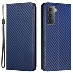 Samsung Galaxy S23 Kolfibertextur PU-läderfodral Magnetiskt självabsorberande plånboksfodral Folio Flip-fodral