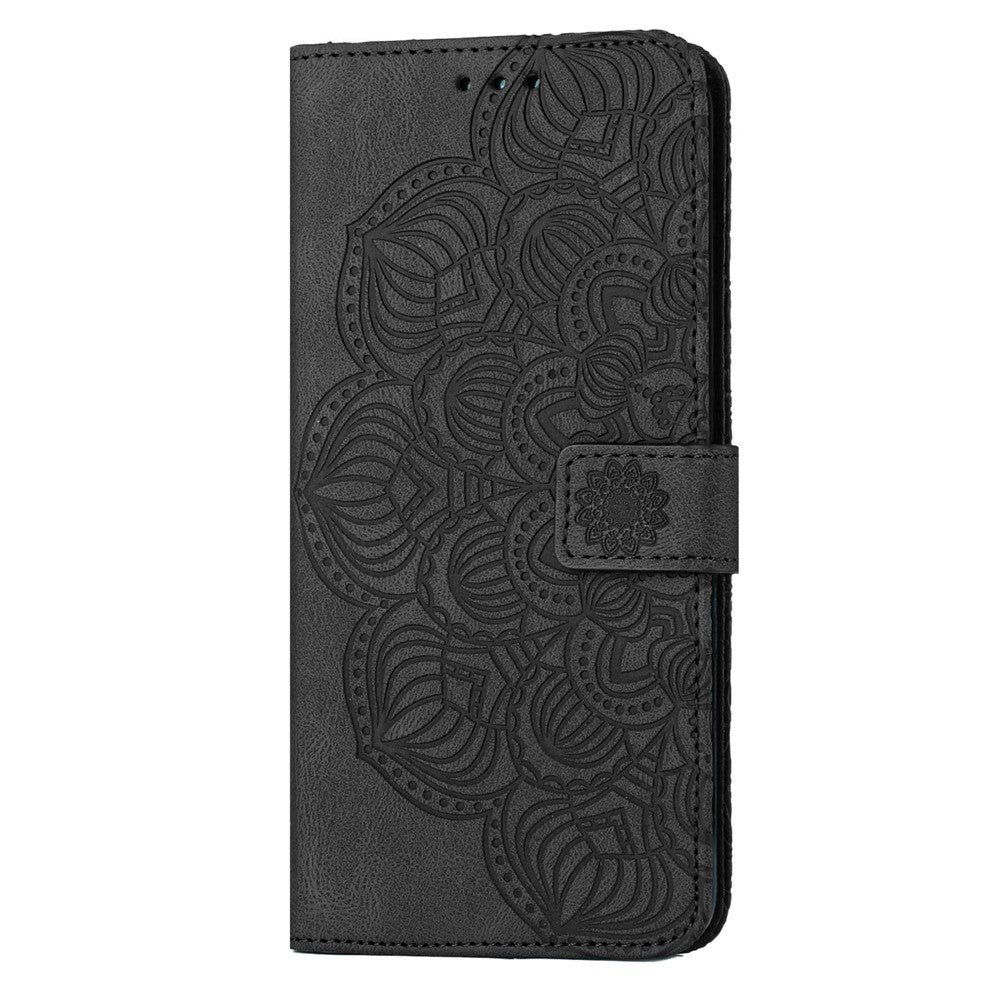 Samsung Galaxy S23 Mandala Blomma Präglat PU Läder Stativskal Magnetiskt Spänne mobil Plånboksfodral