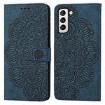 Samsung Galaxy S23 Mandala Blomma Präglat PU Läder Stativskal Magnetiskt Spänne mobil Plånboksfodral