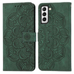 Samsung Galaxy S23 Mandala Blomma Präglat PU Läder Stativskal Magnetiskt Spänne mobil Plånboksfodral