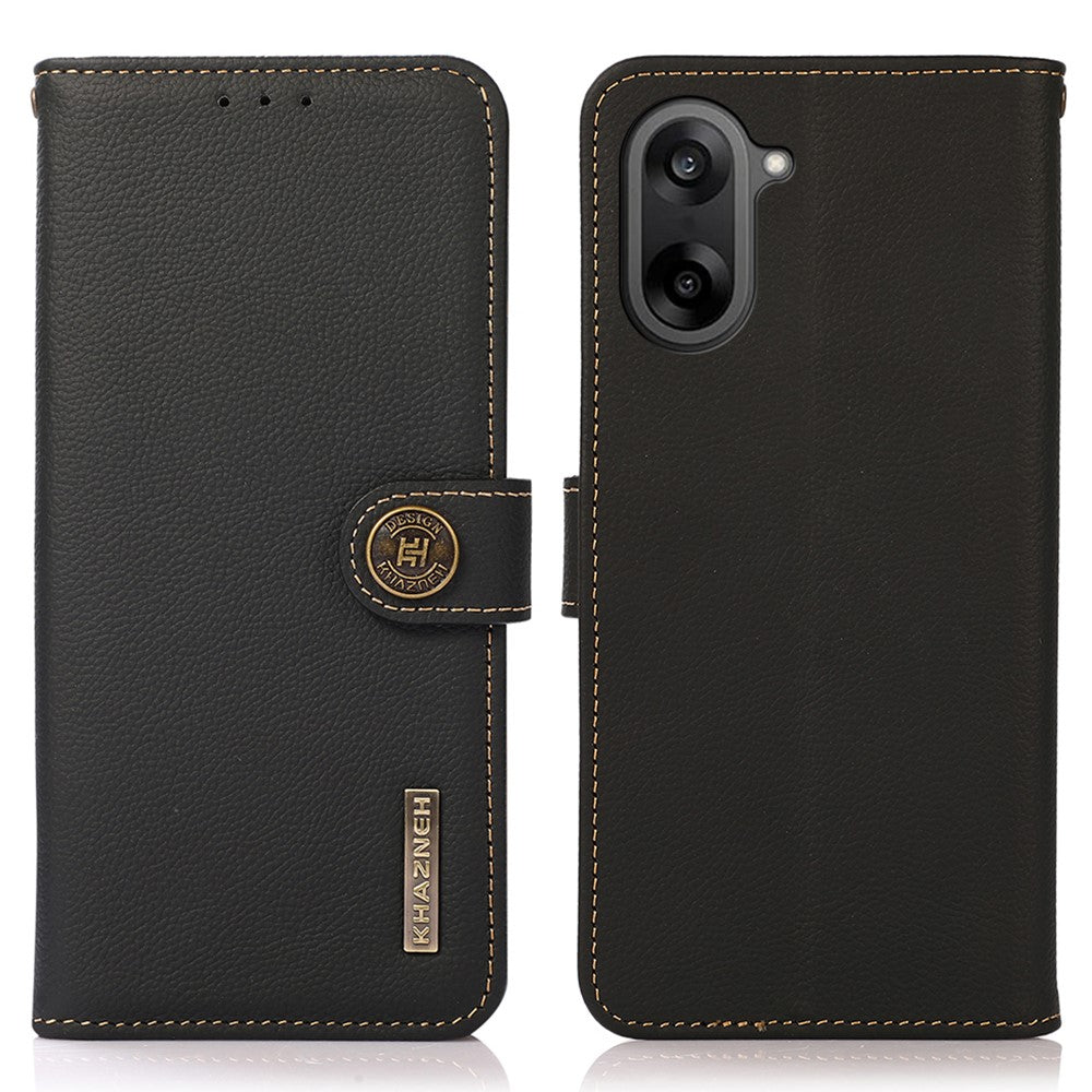 KHAZNEH for OnePlus Nord CE5 5G / Ace 5 Racing 5G Case Genuine Cow Leather RFID Blocking Wallet Phone Cover