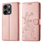 For Oppo Reno14 Pro 5G (Global) Wallet Case Butterfly Floral Imprint PU Leather Phone Cover with Wrist Strap