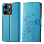 For Oppo Reno14 Pro 5G (Global) Wallet Case Butterfly Floral Imprint PU Leather Phone Cover with Wrist Strap