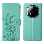 For Xiaomi Redmi Note 14 Pro+ 5G Wallet Case Butterfly Floral Imprint PU Leather Phone Cover with Wrist Strap