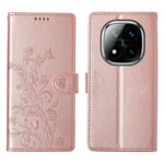 For Xiaomi Redmi Note 14 Pro+ 5G Wallet Case Butterfly Floral Imprint PU Leather Phone Cover with Wrist Strap