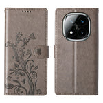 For Xiaomi Redmi Note 14 Pro+ 5G Wallet Case Butterfly Floral Imprint PU Leather Phone Cover with Wrist Strap