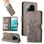For Xiaomi Redmi Note 14 Pro+ 5G Wallet Case Butterfly Floral Imprint PU Leather Phone Cover with Wrist Strap