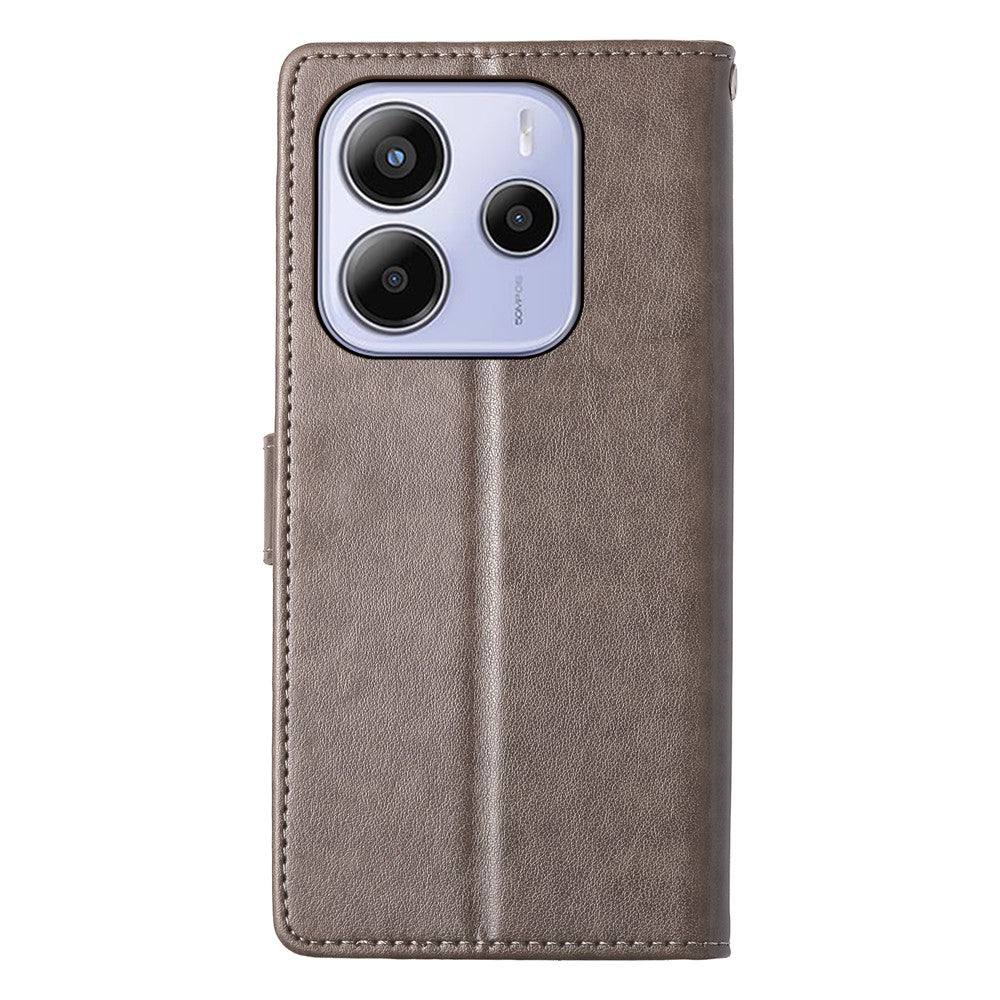 Xiaomi Redmi Note 14 5G Plånboksfodral Fjärilsblommigt PU-läder mobilskal med Handledsrem
