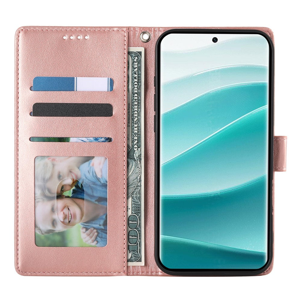For Xiaomi Redmi Note 14 Pro 4G Wallet Case Butterfly Floral Imprint PU Leather Phone Cover with Wrist Strap